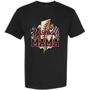 Leopard Baseball Mama Lightning Bolt Sport Mom Mother's Day Garment-Dyed Heavyweight T-Shirt