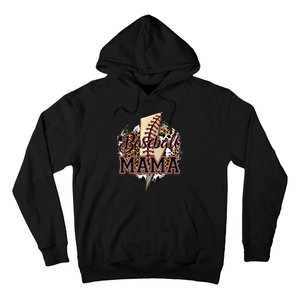 Leopard Baseball Mama Lightning Bolt Sport Mom Mother's Day Hoodie