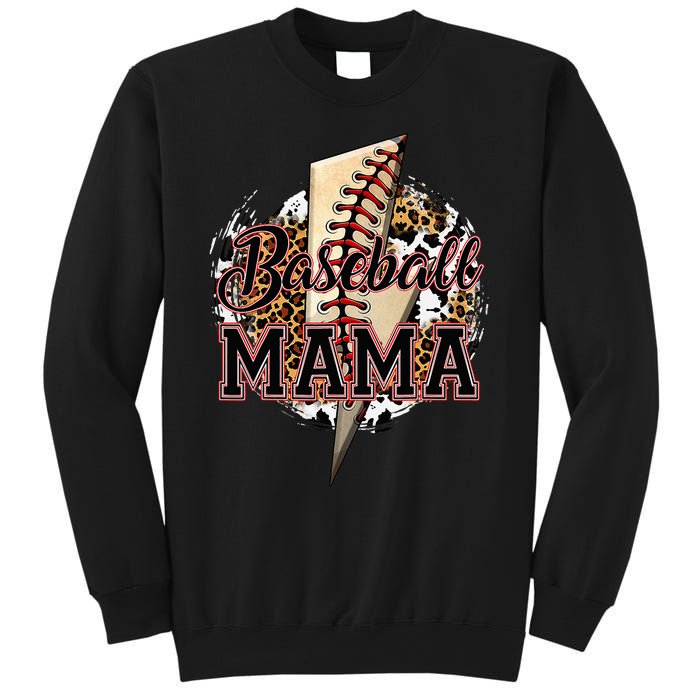 Leopard Baseball Mama Lightning Bolt Sport Mom Mother's Day Sweatshirt