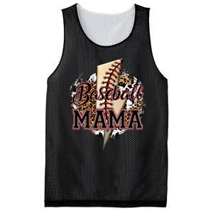 Leopard Baseball Mama Lightning Bolt Sport Mom Mother's Day Mesh Reversible Basketball Jersey Tank