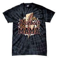 Leopard Baseball Mama Lightning Bolt Sport Mom Mother's Day Tie-Dye T-Shirt