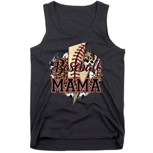 Leopard Baseball Mama Lightning Bolt Sport Mom Mother's Day Tank Top