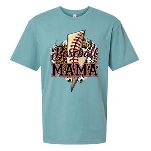 Leopard Baseball Mama Lightning Bolt Sport Mom Mother's Day Sueded Cloud Jersey T-Shirt