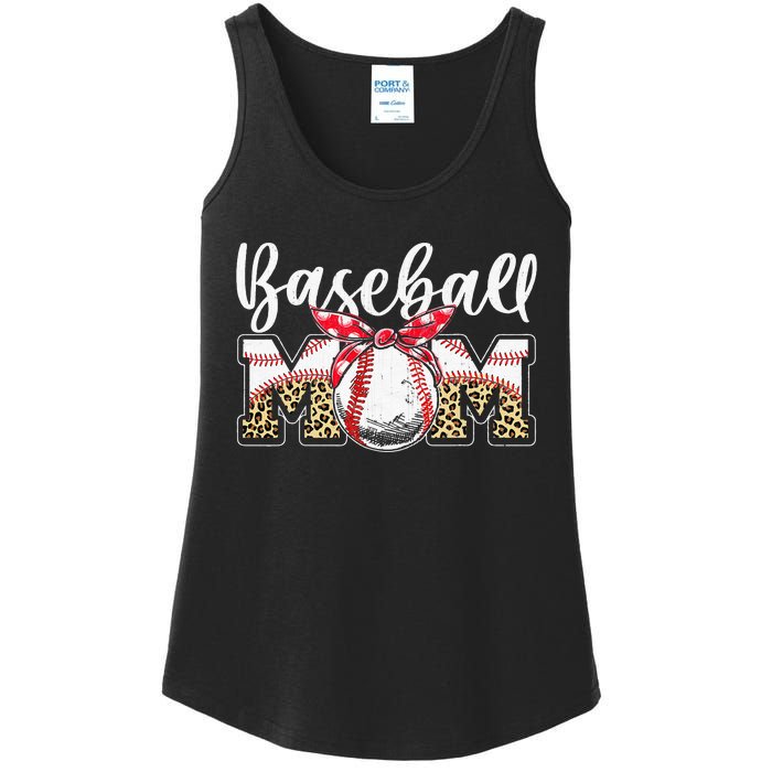 Leopard Baseball Mom Baseball Mom Mothers Day Mama Ladies Essential Tank