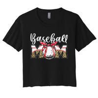 Leopard Baseball Mom Baseball Mom Mothers Day Mama Women's Crop Top Tee