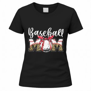 Leopard Baseball Mom Baseball Mom Mothers Day Mama Women's T-Shirt