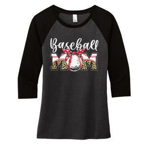 Leopard Baseball Mom Baseball Mom Mothers Day Mama Women's Tri-Blend 3/4-Sleeve Raglan Shirt