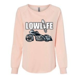 Lowlife Bagger Motorcycle . Chicano Vicla Lowrider Bikes Womens California Wash Sweatshirt