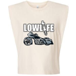 Lowlife Bagger Motorcycle . Chicano Vicla Lowrider Bikes Garment-Dyed Women's Muscle Tee