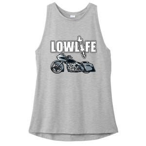 Lowlife Bagger Motorcycle . Chicano Vicla Lowrider Bikes Ladies PosiCharge Tri-Blend Wicking Tank