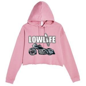 Lowlife Bagger Motorcycle . Chicano Vicla Lowrider Bikes Crop Fleece Hoodie