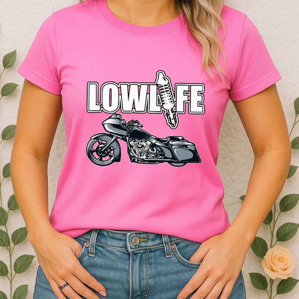 Lowlife Bagger Motorcycle . Chicano Vicla Lowrider Bikes Womens T-Shirt