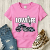 Lowlife Bagger Motorcycle . Chicano Vicla Lowrider Bikes Womens T-Shirt