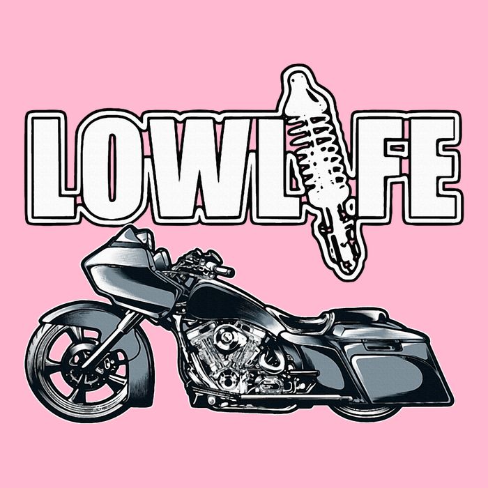 Lowlife Bagger Motorcycle . Chicano Vicla Lowrider Bikes Womens T-Shirt