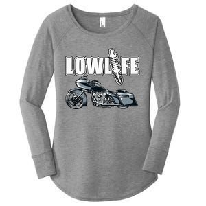 Lowlife Bagger Motorcycle . Chicano Vicla Lowrider Bikes Women's Perfect Tri Tunic Long Sleeve Shirt