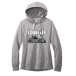 Lowlife Bagger Motorcycle . Chicano Vicla Lowrider Bikes Women's Fleece Hoodie