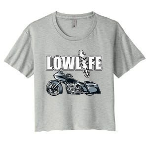 Lowlife Bagger Motorcycle . Chicano Vicla Lowrider Bikes Women's Crop Top Tee