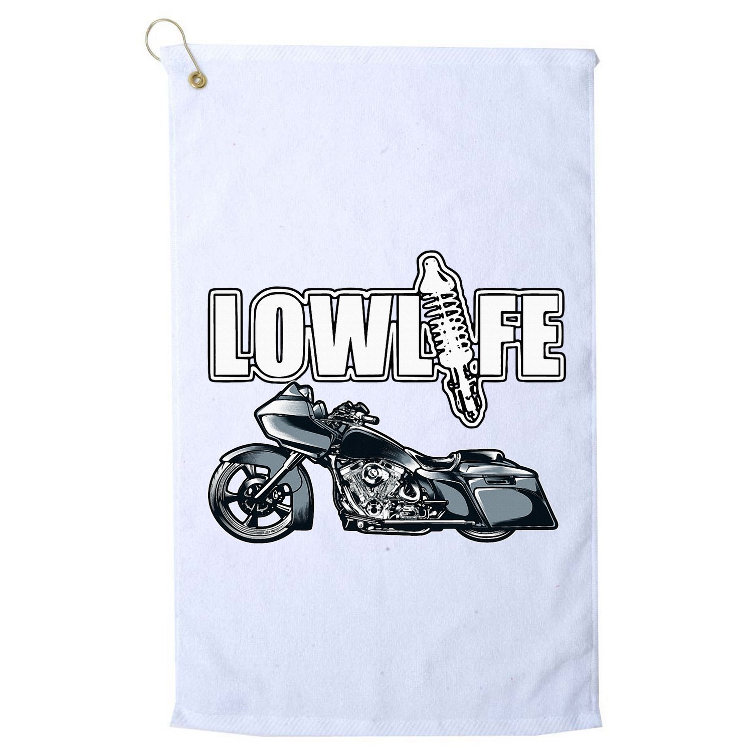 Lowlife Bagger Motorcycle . Chicano Vicla Lowrider Bikes Golf Towel