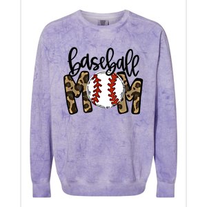 Leopard Baseball Mom Game Day Baseball Season Mothers Day Great Gift Colorblast Crewneck Sweatshirt