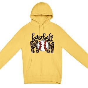 Leopard Baseball Mom Game Day Baseball Season Mothers Day Great Gift Premium Pullover Hoodie