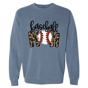 Leopard Baseball Mom Game Day Baseball Season Mothers Day Great Gift Garment-Dyed Sweatshirt