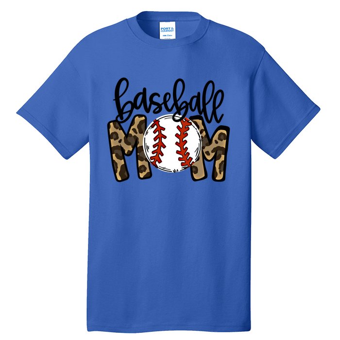 Leopard Baseball Mom Game Day Baseball Season Mothers Day Great Gift Tall T-Shirt