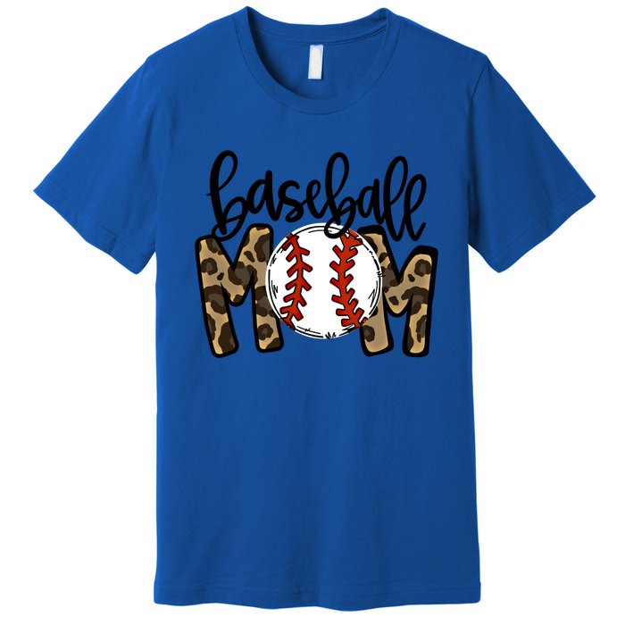 Leopard Baseball Mom Game Day Baseball Season Mothers Day Great Gift Premium T-Shirt