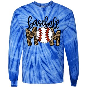 Leopard Baseball Mom Game Day Baseball Season Mothers Day Great Gift Tie-Dye Long Sleeve Shirt