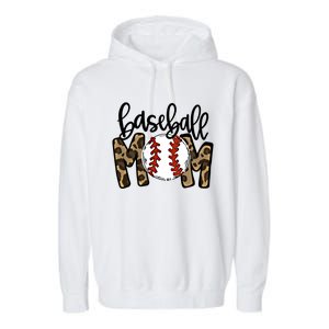 Leopard Baseball Mom Game Day Baseball Season Mothers Day Great Gift Garment-Dyed Fleece Hoodie