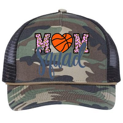 Leopard Basketball Mom Squad Basketball Mother's Day Retro Rope Trucker Hat Cap