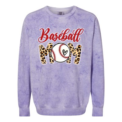 Leopard Baseball Mom Life Game Day Mama Mothers Day Gift Colorblast Crewneck Sweatshirt