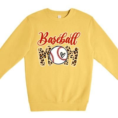 Leopard Baseball Mom Life Game Day Mama Mothers Day Gift Premium Crewneck Sweatshirt