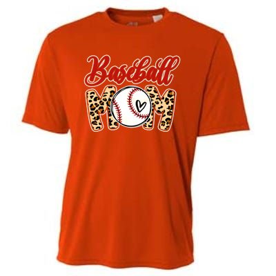 Leopard Baseball Mom Life Game Day Mama Mothers Day Gift Cooling Performance Crew T-Shirt