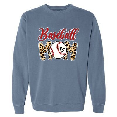 Leopard Baseball Mom Life Game Day Mama Mothers Day Gift Garment-Dyed Sweatshirt