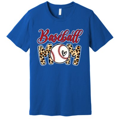 Leopard Baseball Mom Life Game Day Mama Mothers Day Gift Premium T-Shirt