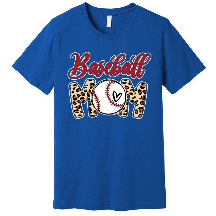 Leopard Baseball Mom Life Game Day Mama Mothers Day Gift Premium T-Shirt