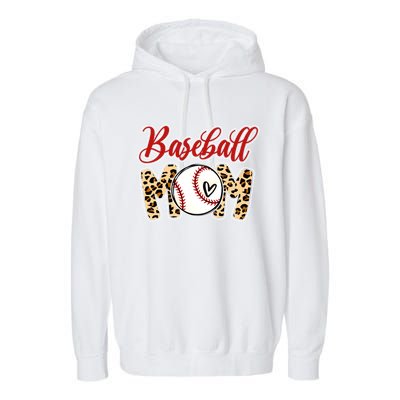 Leopard Baseball Mom Life Game Day Mama Mothers Day Gift Garment-Dyed Fleece Hoodie