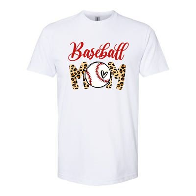 Leopard Baseball Mom Life Game Day Mama Mothers Day Gift Softstyle CVC T-Shirt