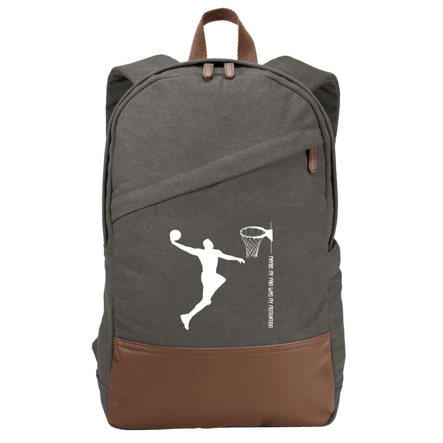 Maybe My Pain Was My Motivation Basketball Quote Lebron Cotton Canvas Backpack