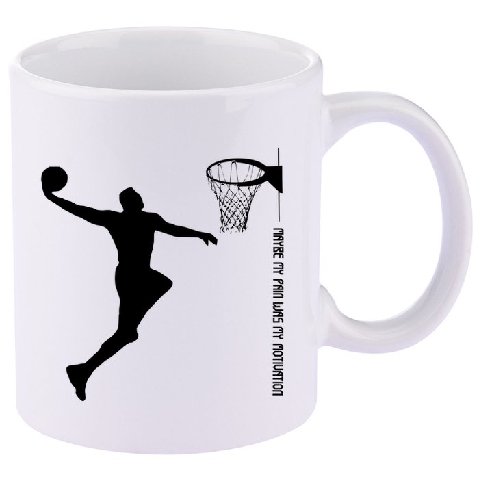 Maybe My Pain Was My Motivation Basketball Quote Lebron 11oz C Handle Ceramic Mug