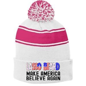 Lasso Beard Make America Believe Again Stripe Pom Pom Beanie