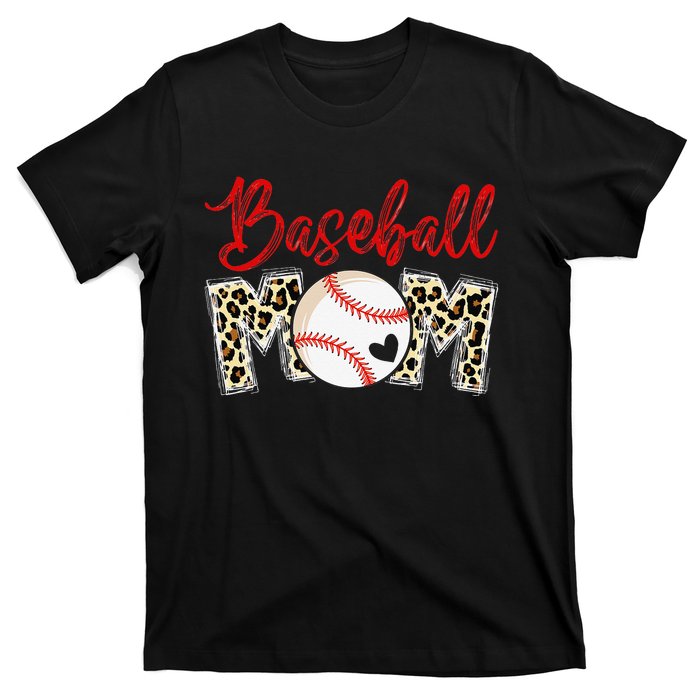 Leopard Baseball Mom Sports gift mother's day T-Shirt