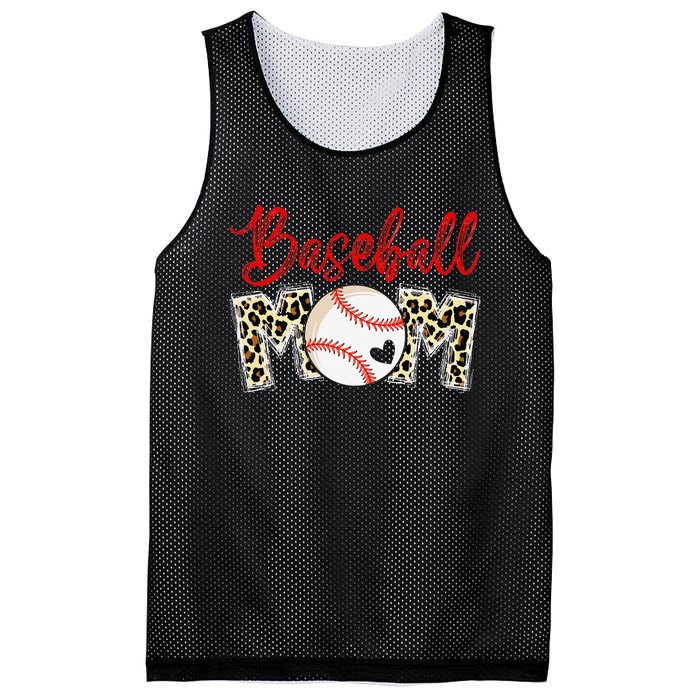 Leopard Baseball Mom Sports gift mother's day Mesh Reversible Basketball Jersey Tank