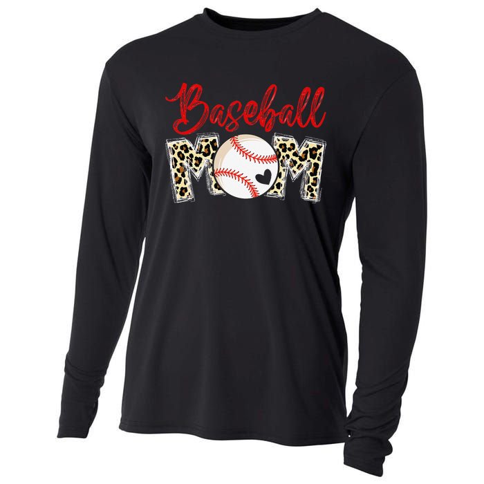 Leopard Baseball Mom Sports gift mother's day Cooling Performance Long Sleeve Crew