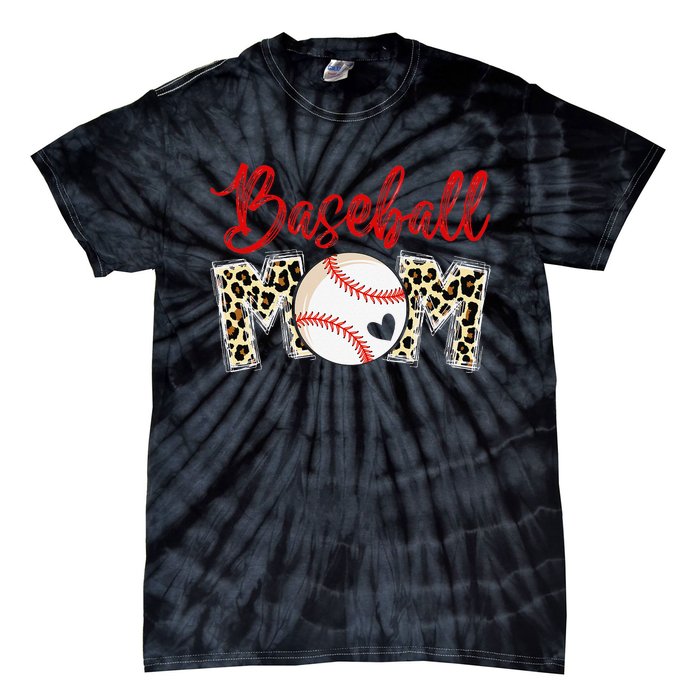 Leopard Baseball Mom Sports gift mother's day Tie-Dye T-Shirt