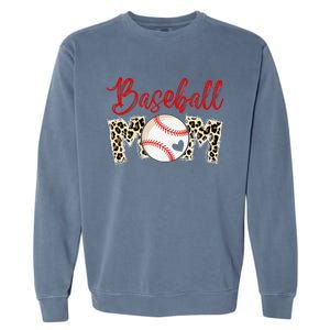 Leopard Baseball Mom Sports gift mother's day Garment-Dyed Sweatshirt