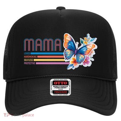 Loral Butterfly Mama Love Hardworking Selfless Protective High Crown Mesh Back Trucker Hat