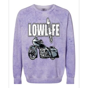 Lowlife Bagger Motorcycle . Chicano Vicla Lowrider Bikes Colorblast Crewneck Sweatshirt