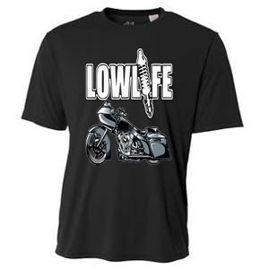 Lowlife Bagger Motorcycle . Chicano Vicla Lowrider Bikes Cooling Performance Crew T-Shirt