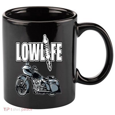 Lowlife Bagger Motorcycle . Chicano Vicla Lowrider Bikes 11oz C Handle Ceramic Mug